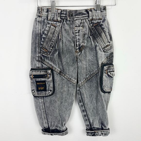 90's vintage cargo jeans boys 2T charcoal gray/black - Picture 1 of 7